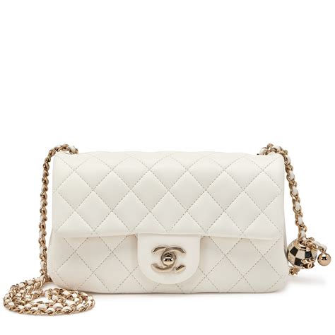 mini chanel white bag|Chanel mini flap bag beige.